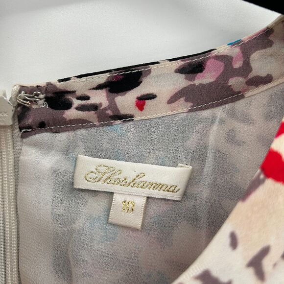 SHOSHANNA Cream, Red, Black Abstract Print Silk Sleeveless Mini Dress Size 10 - Picture 6 of 7